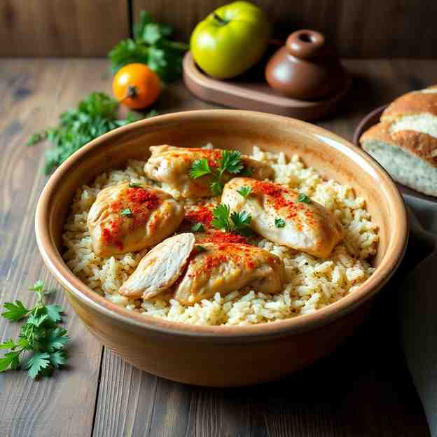 Albanian Baked Chicken & Rice Pilaf Easy Recipe